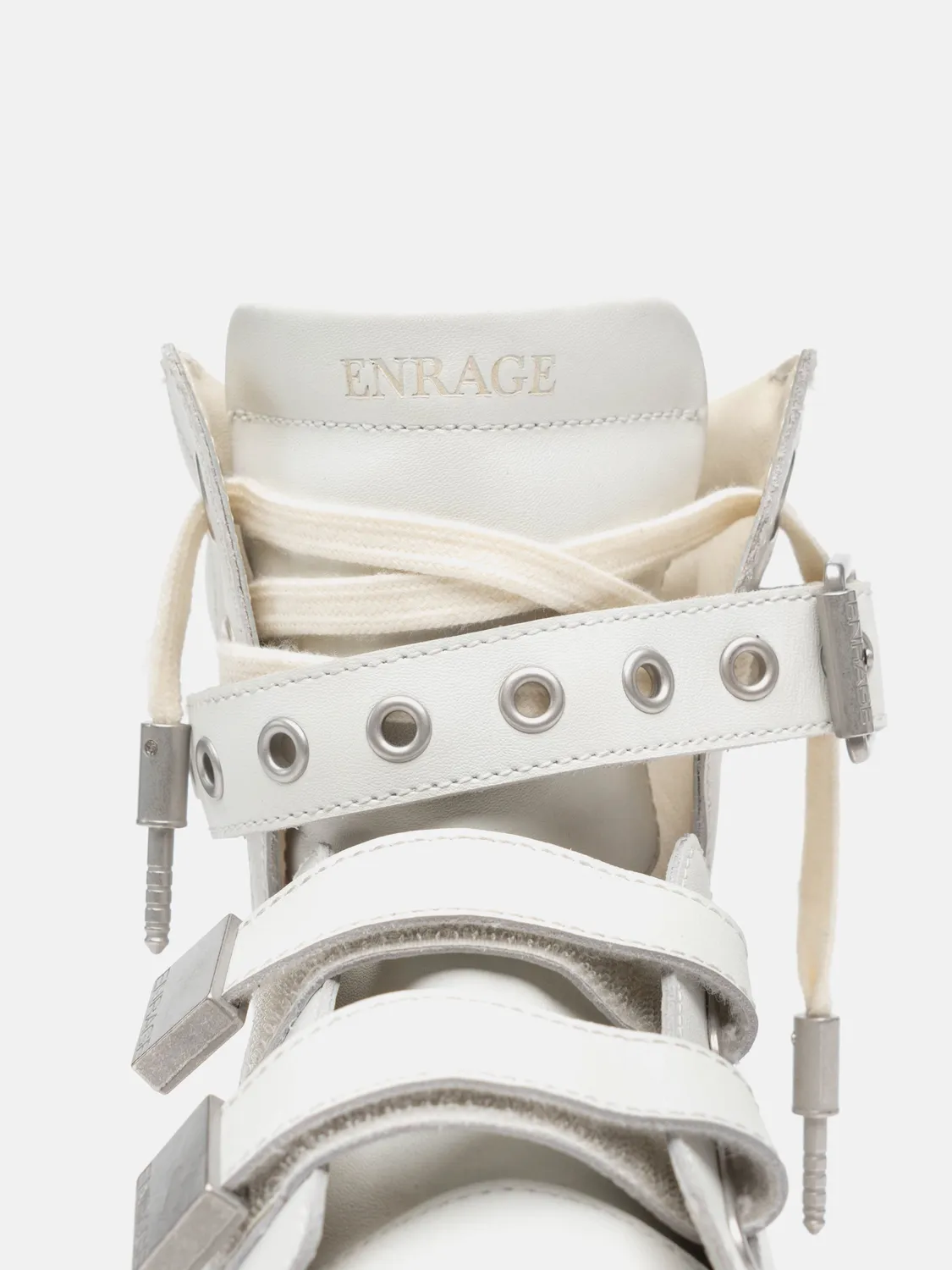Enrage High Top Sneaker adidași alb piele Stroboscope