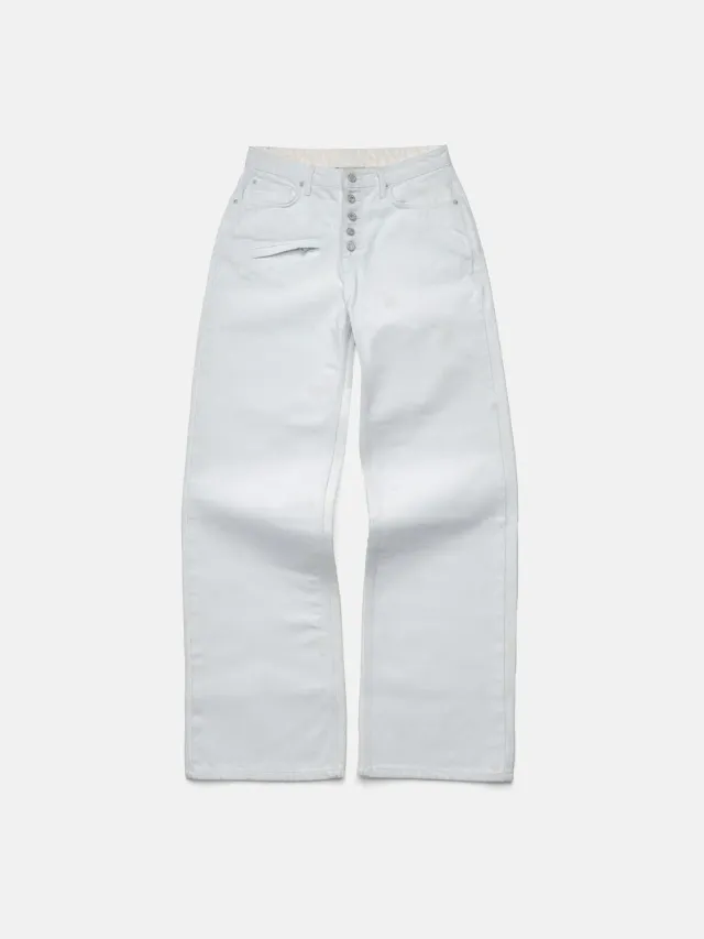 Enrage Straight Jeans blugi albi vopsea bumbac