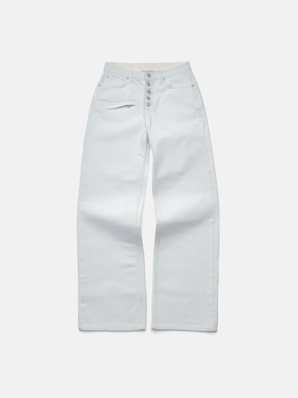 Enrage Straight Jeans blugi albi vopsea bumbac