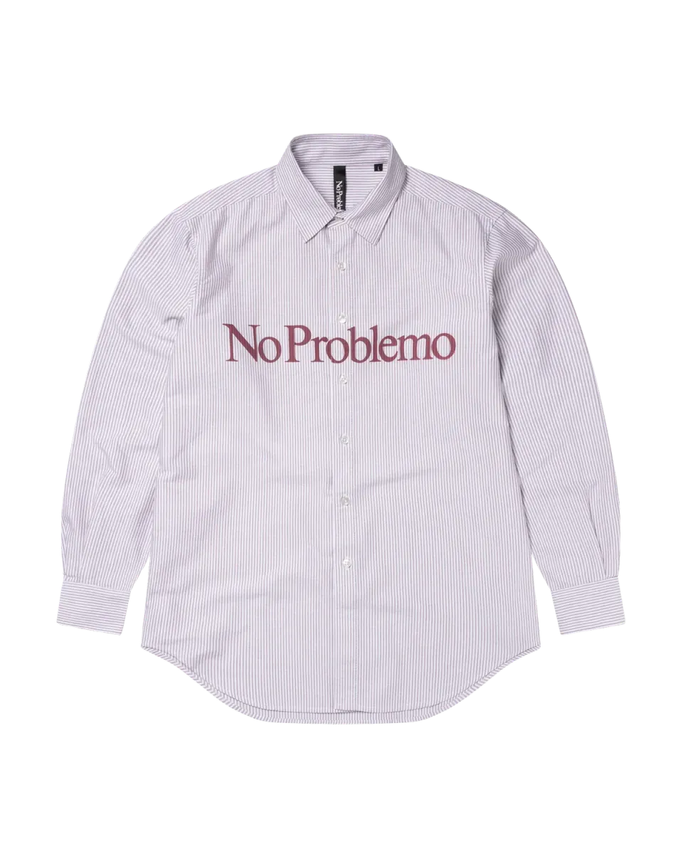 No Problemo Oxford LS Stripe cămașă roșie bumbac