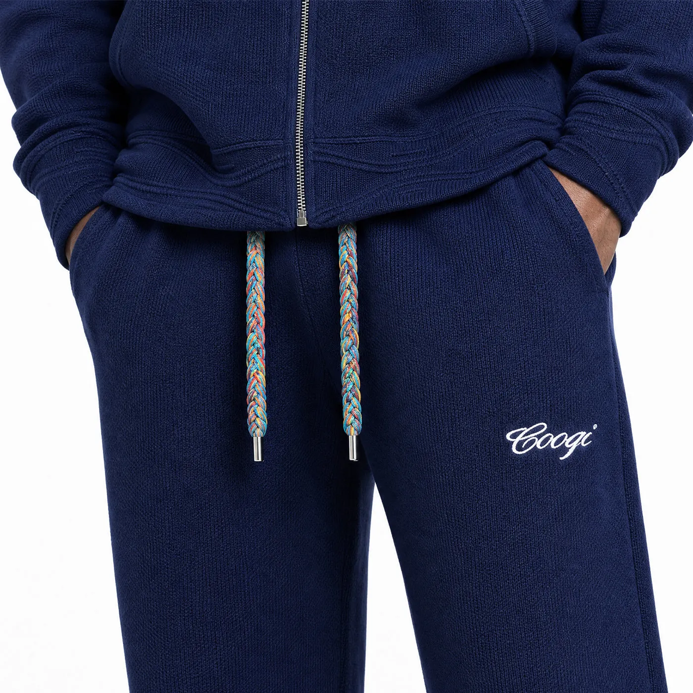COOGI Heavy Weight Fashion Knit pantaloni tricot bleumarin