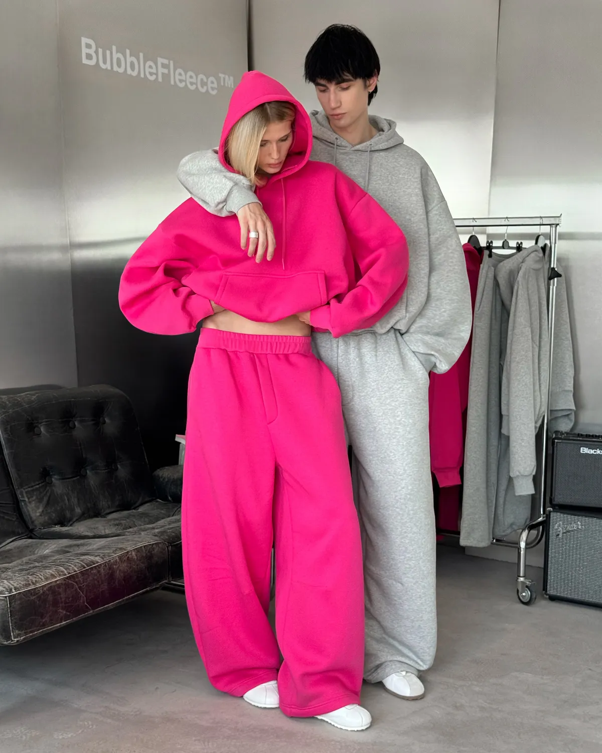 Enrage Bubble Hoodie hanorac gri bumbac gros