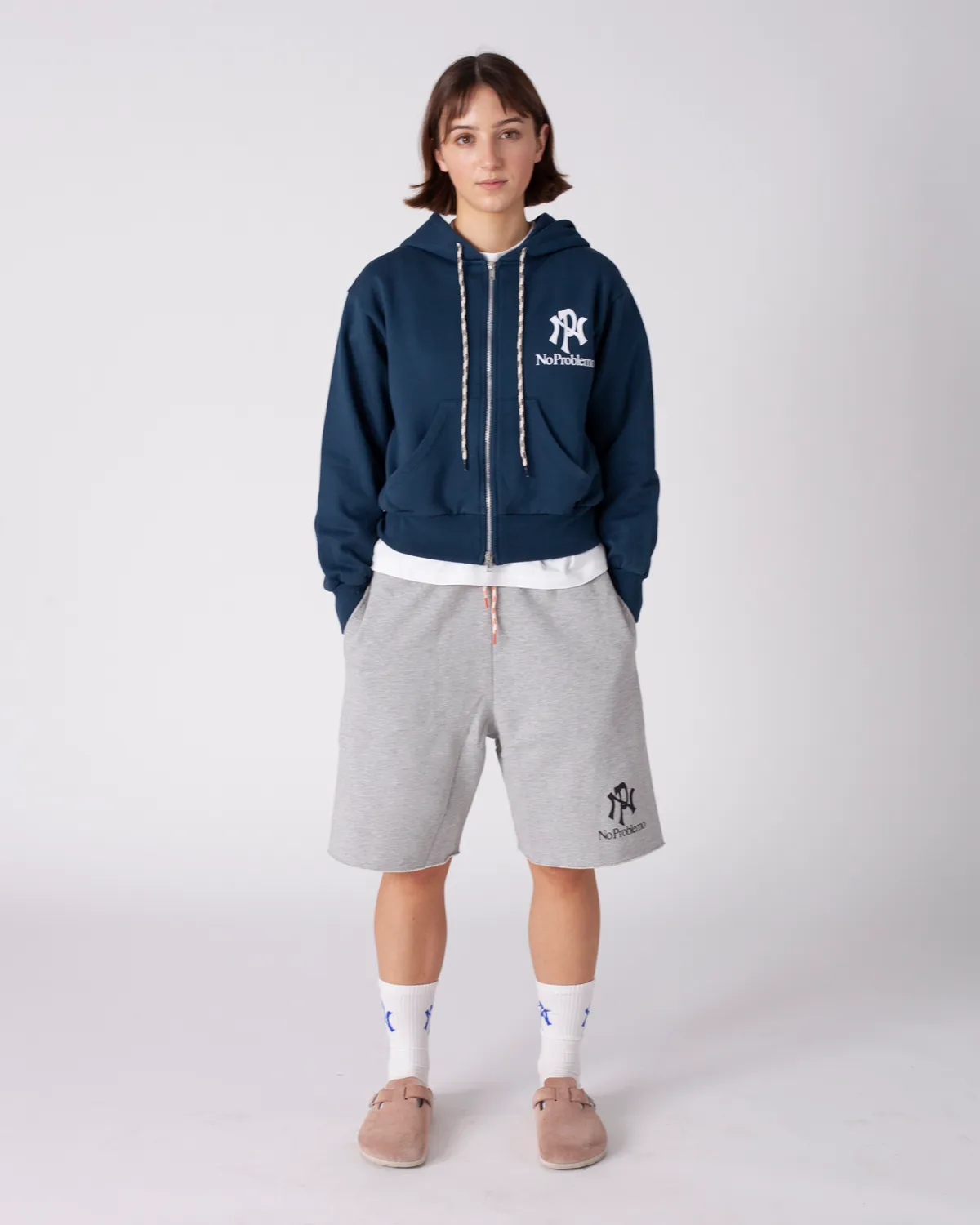No Problemo NYP Sweatshort shorts gri bumbac