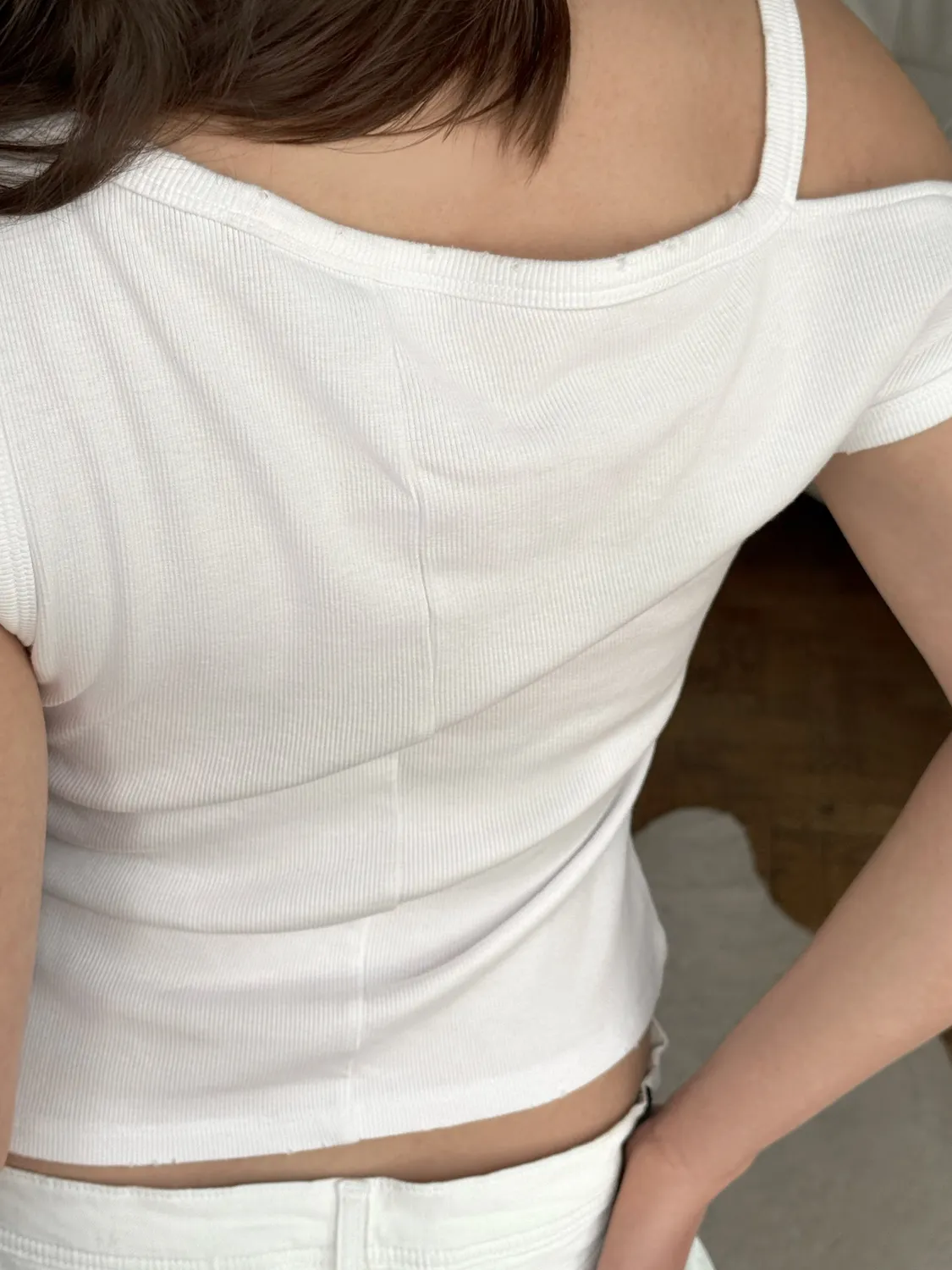 Enrage Dorothy White top umăr gol alb bumbac-modal
