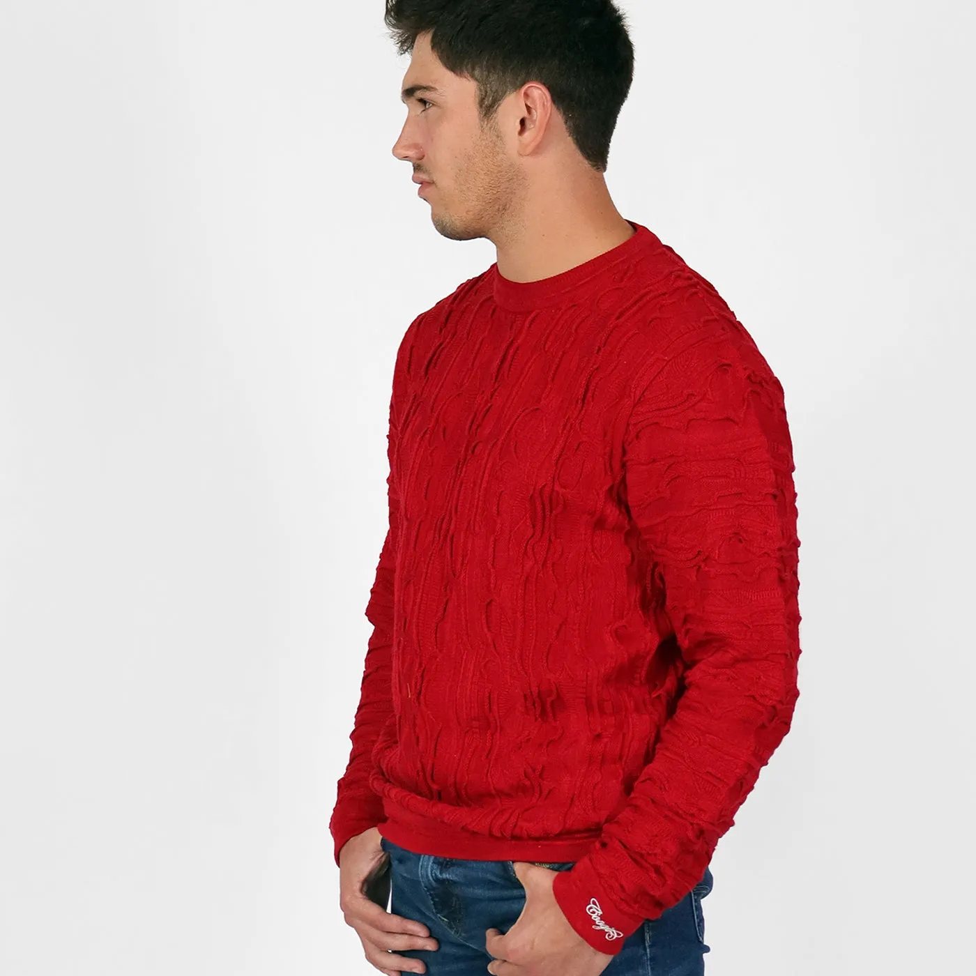 COOGI Red Alert pulover barbati rosu bumbac tricotat