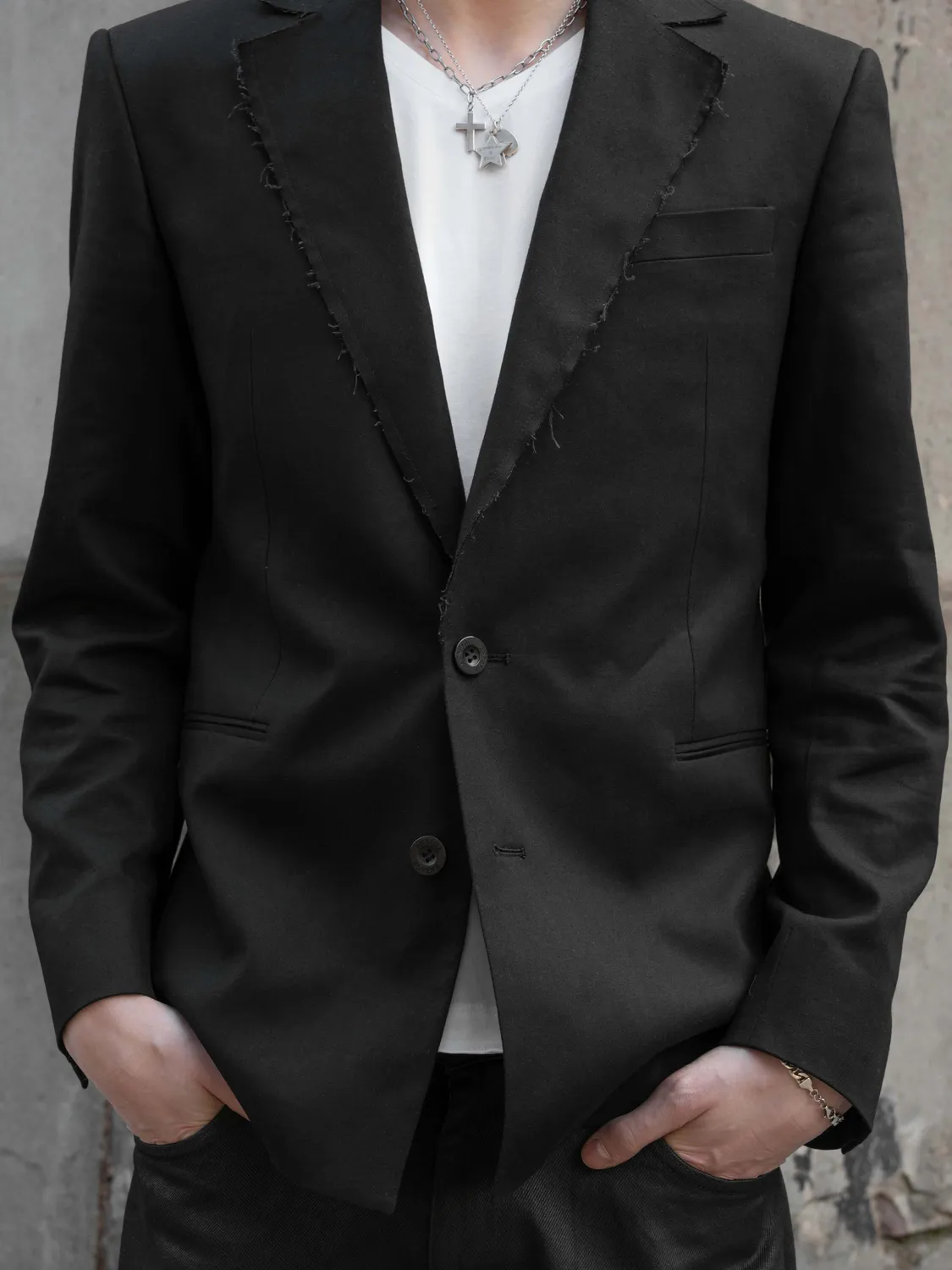Enrage Worn Blazer sacou negru bumbac-in