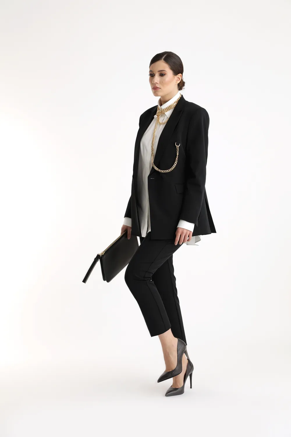 Dualitae Electra sacou negru oversized deux boutons