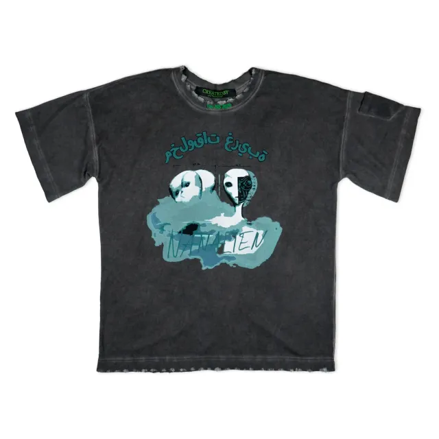 CREATEDBY Alien Creatures Vintage Washed tricou greu oversize