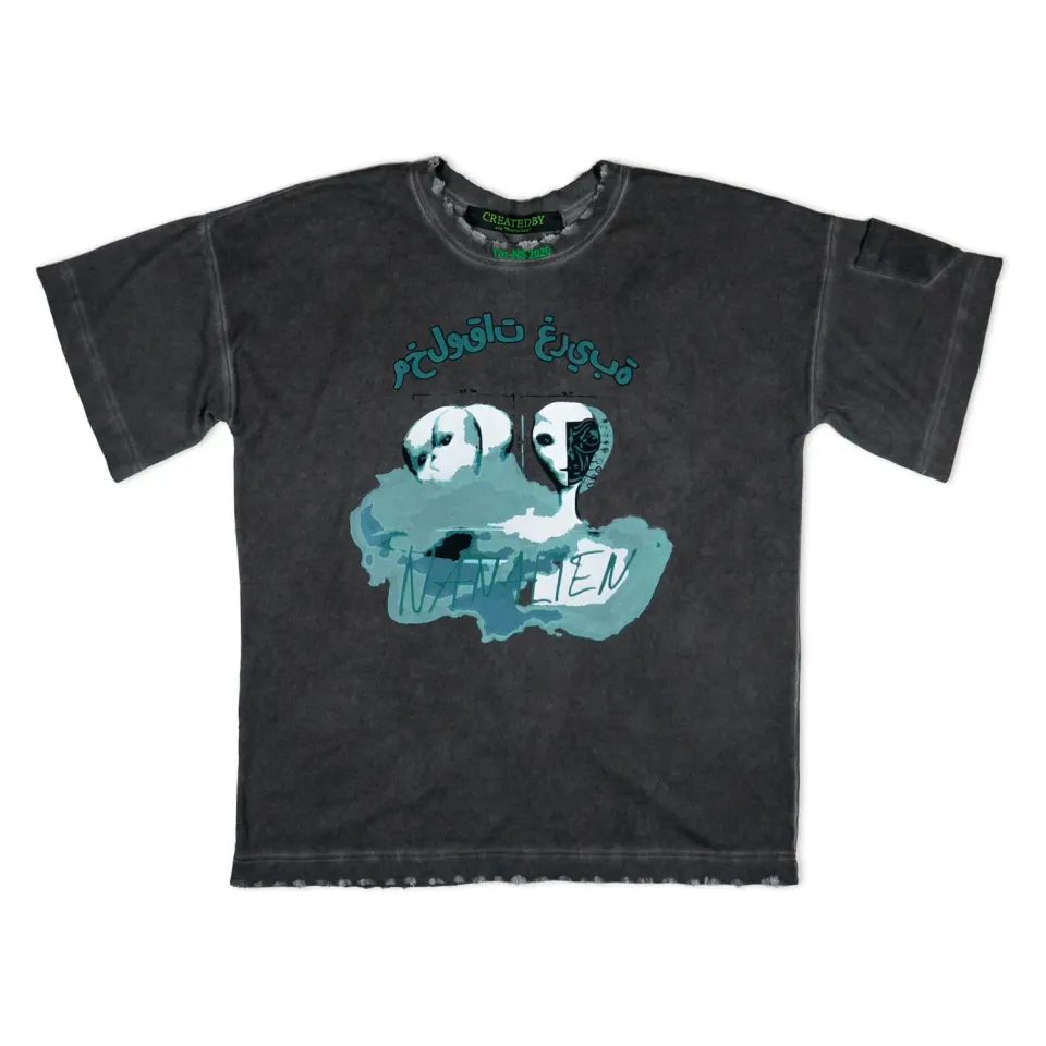 CREATEDBY Alien Creatures Vintage Washed tricou greu oversize
