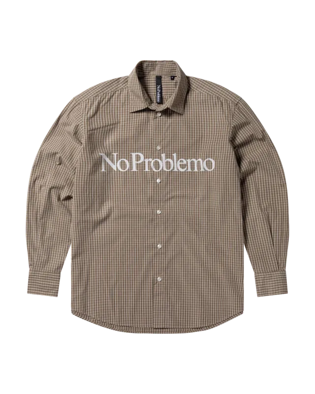 No Problemo Poplin LS camasa maro bumbac