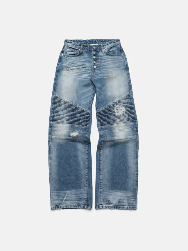 Enrage Biker Jeans blugi albaștri denim greu