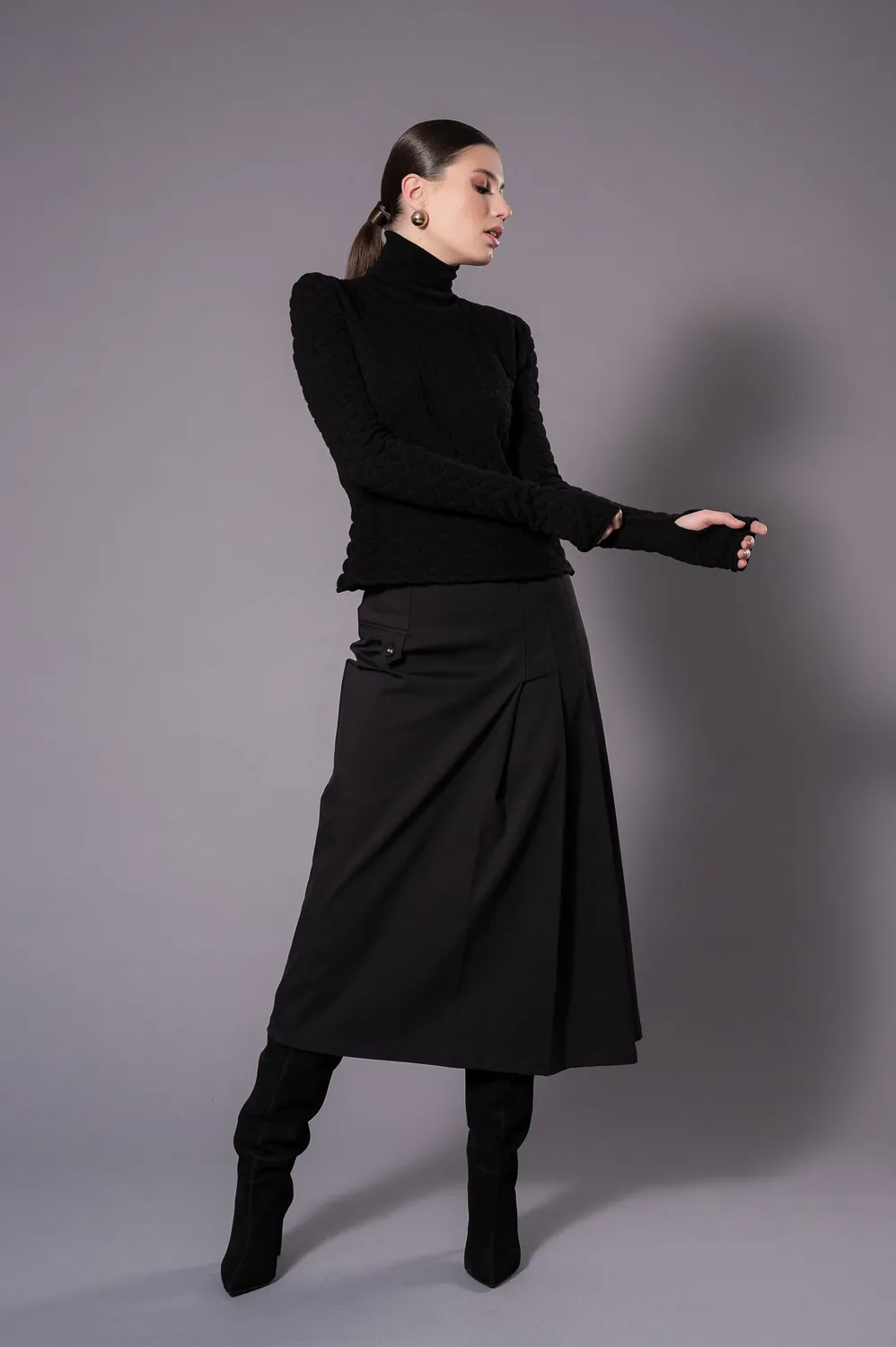 Dualitae Amy maleta neagra 100% lana merinos