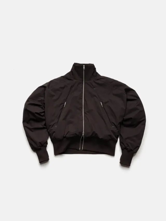 Audio Dark Brown geaca bomber maro cu fermoare ascunse