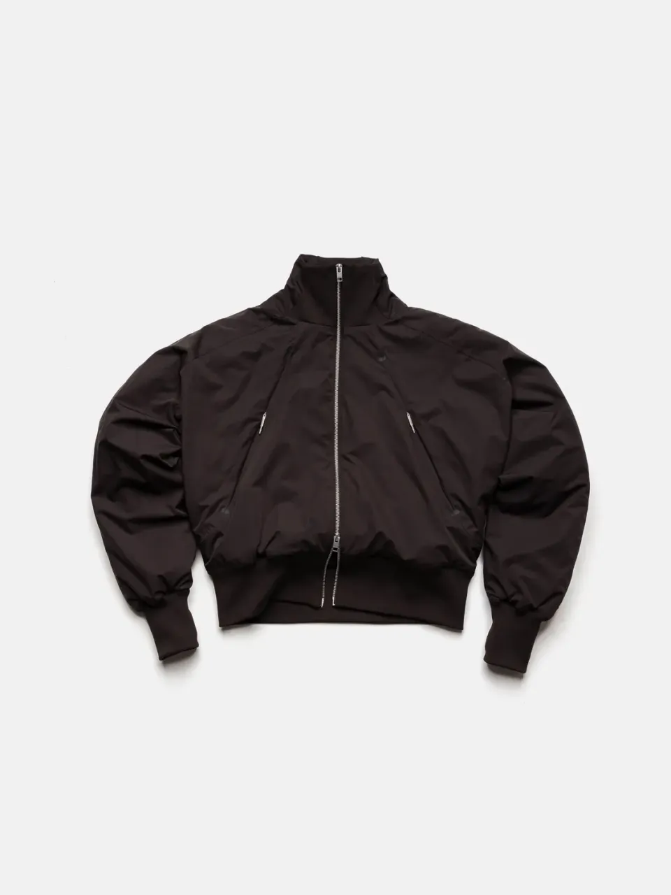 Audio Dark Brown geaca bomber maro cu fermoare ascunse