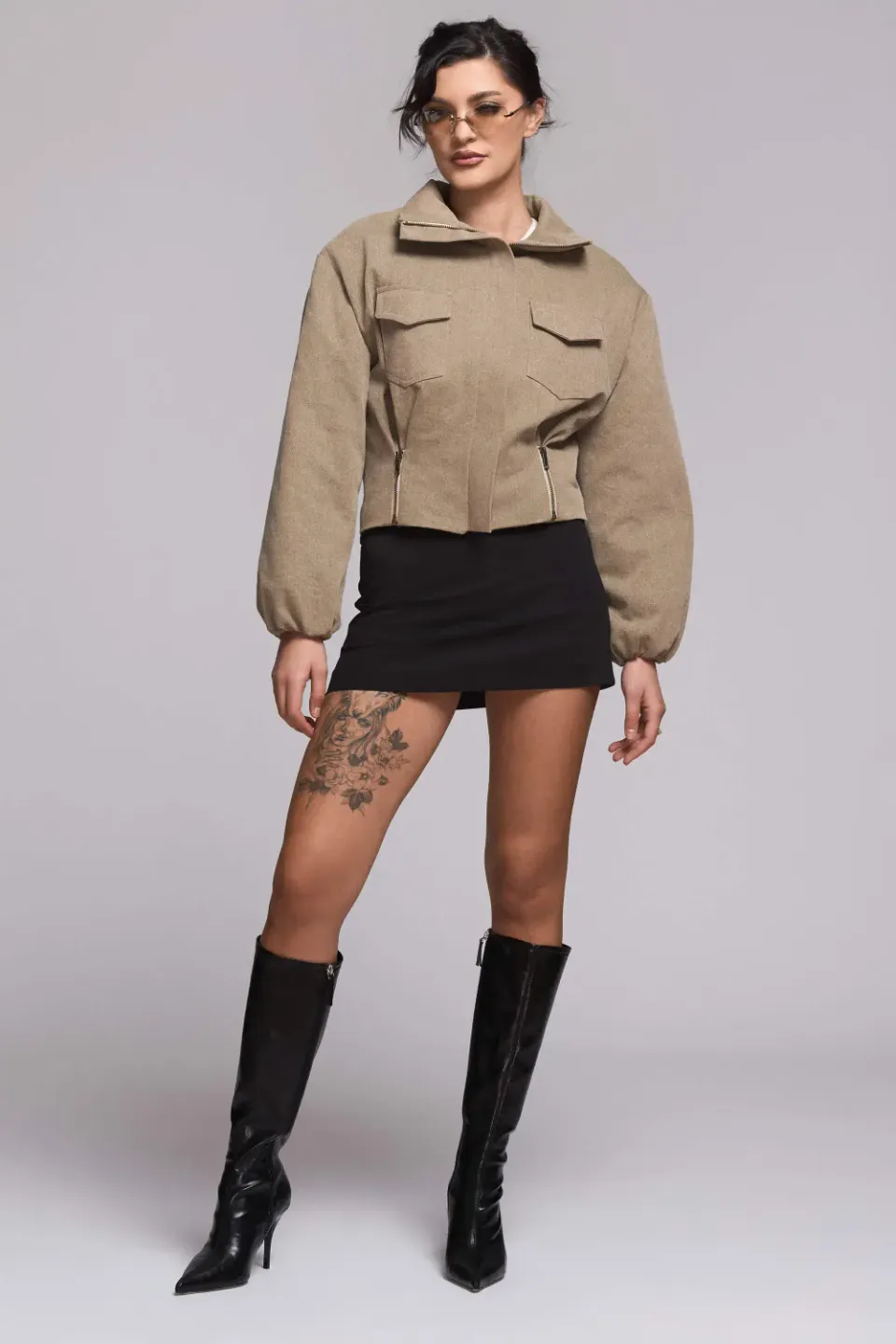 Grama Shop Bomber Denim jacheta khaki bumbac