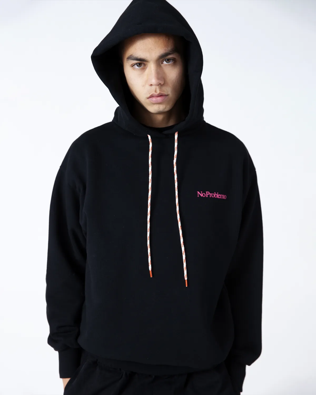 No Problemo Smile Away Hoodie hanorac negru bumbac