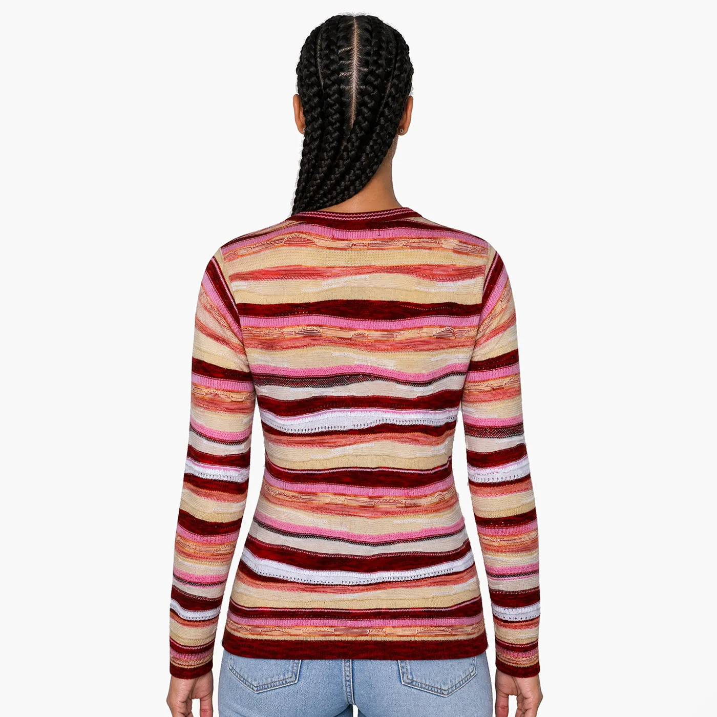 COOGI All-Season Sweater Knit pulover dama roz-galben bumbac