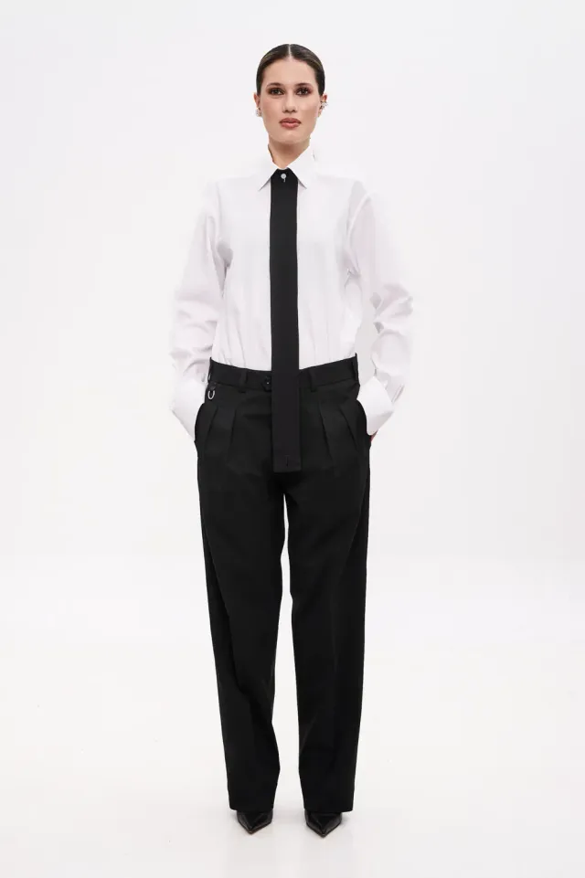 Dualitae Signature cravata neagra lana
