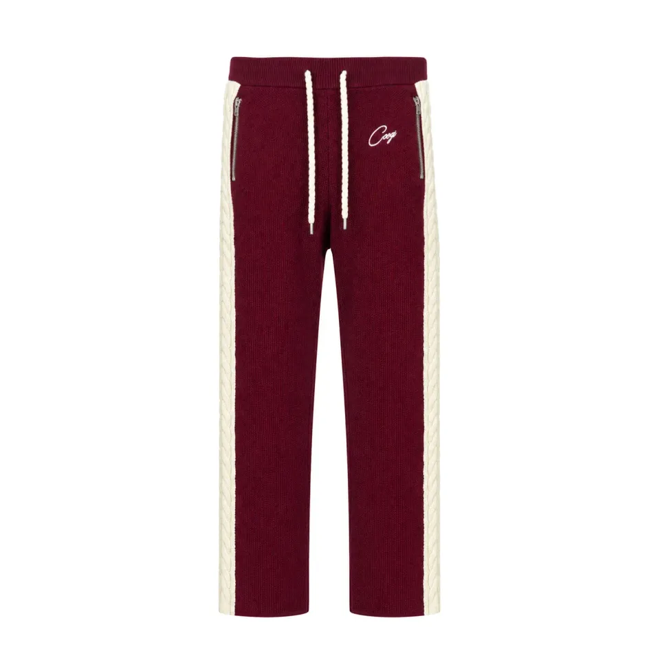 COOGI Heavy Weight Fashion Knit Track Pants pantaloni burgundy bumbac