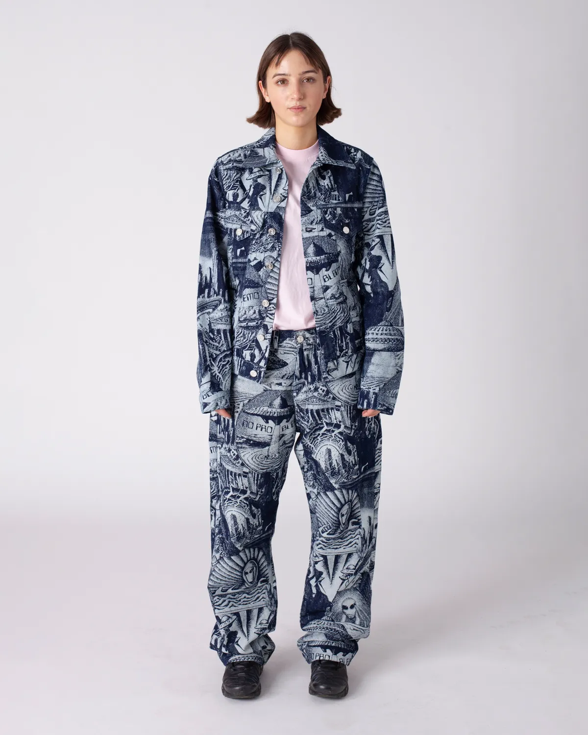 No Problemo Apocalypse Jacquard Bagi Jean blugi albastri bumbac