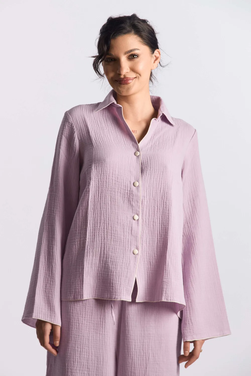 Grama Shop Pijama Muselina Lila Bumbac