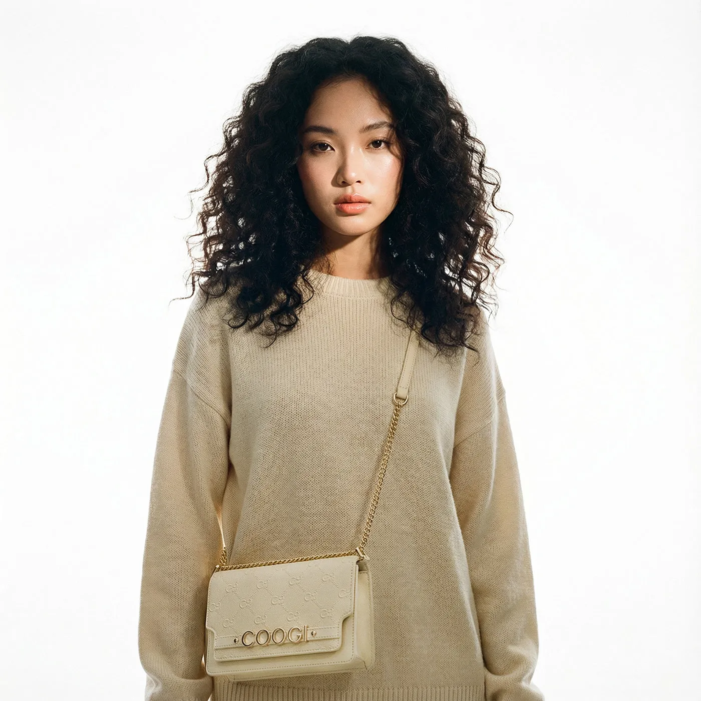 COOGI Capitola Crossbody geanta crem piele naturala