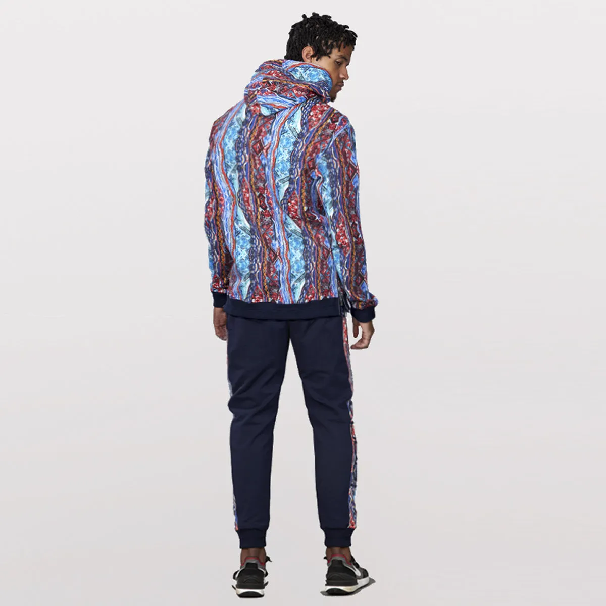 COOGI Blue-Red joggeri fleece albastru bumbac stretch