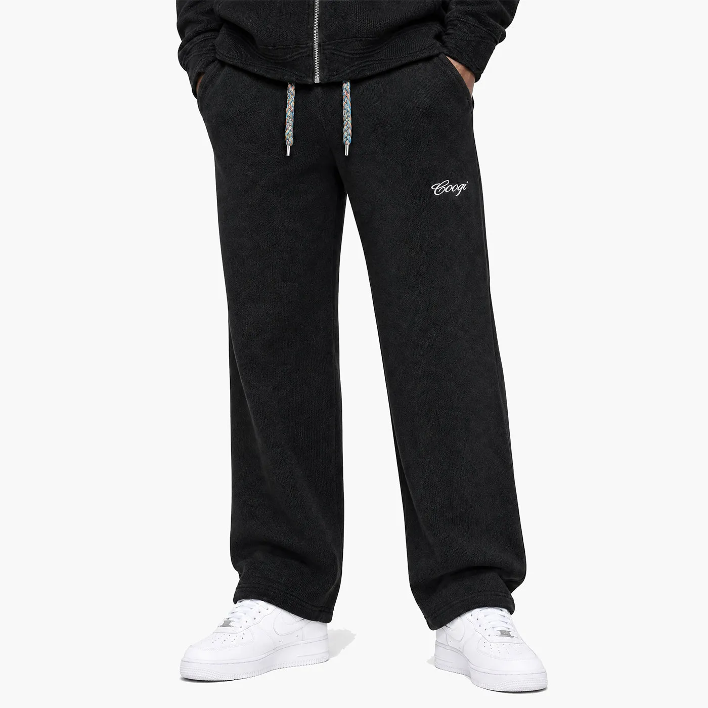 COOGI Heavy Weight Knit pantaloni negri bumbac