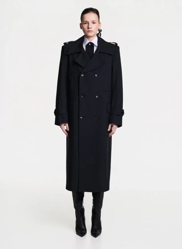 Dualitae Signature jacheta lunga neagra la doua randuri