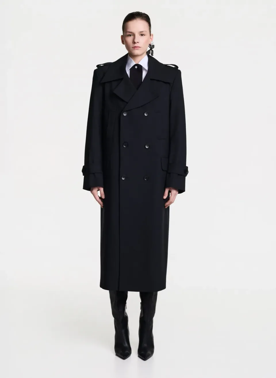 Dualitae Signature jacheta lunga neagra la doua randuri