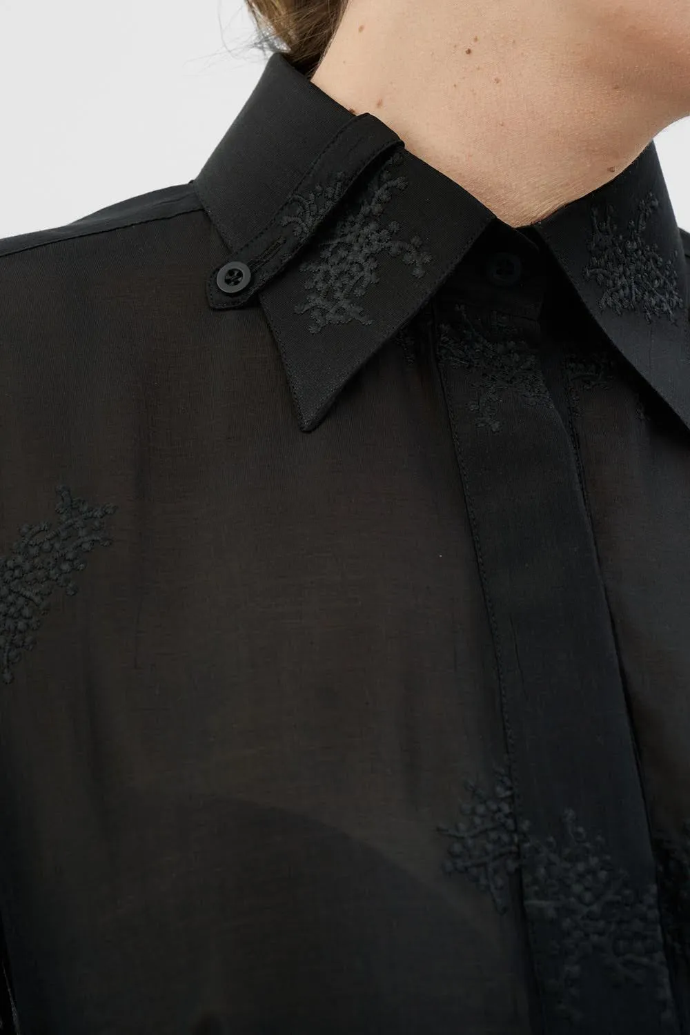Dualitae DAISY rochie camasa neagra lunga din lyocell