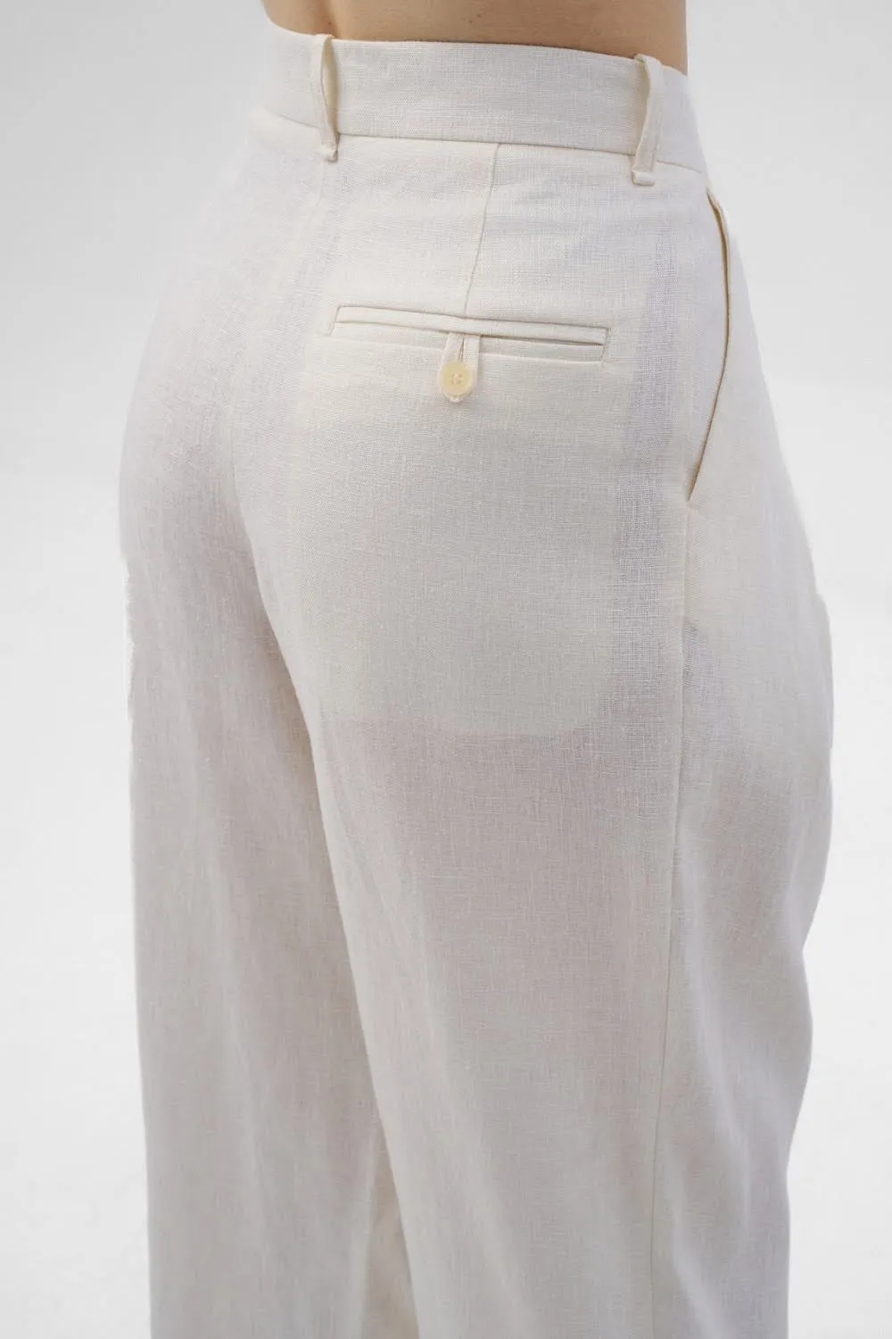 Dualitae MANON pantaloni dama in albi lungime 90 cm