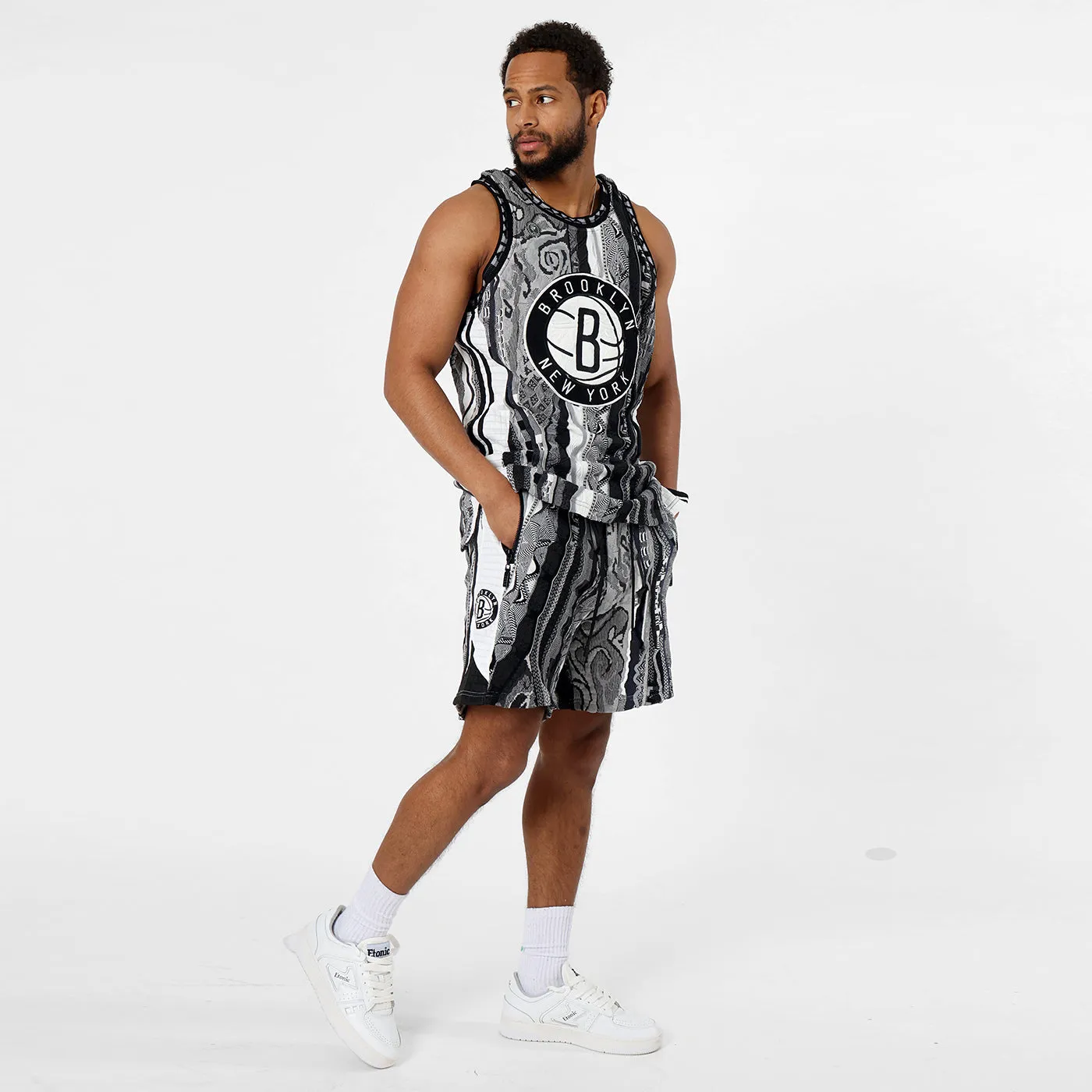 COOGI X NBA Brooklyn Nets sort baschet negru tricotat