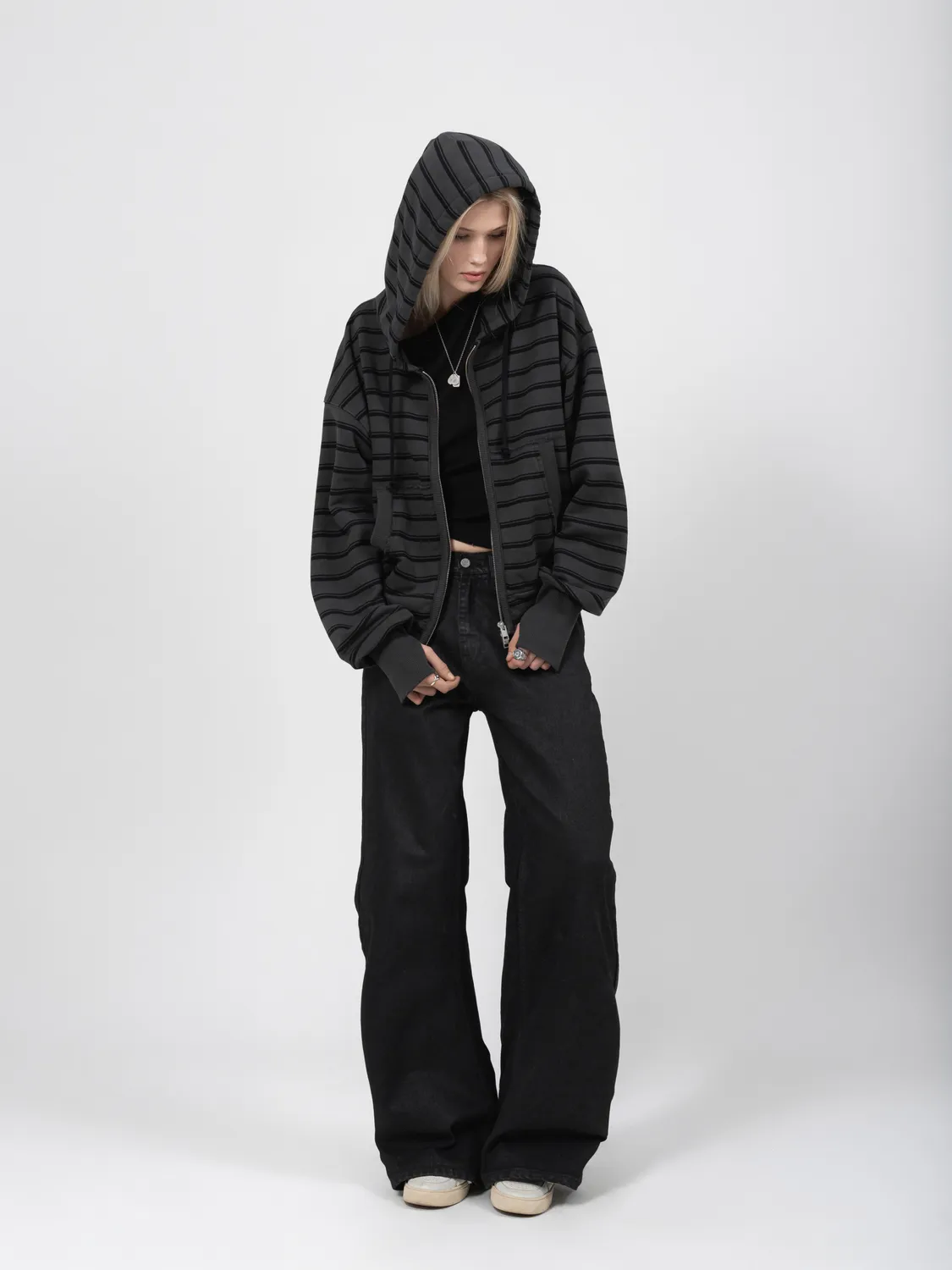 Enrage 2010 Zip Hoodie hanorac negru dungi