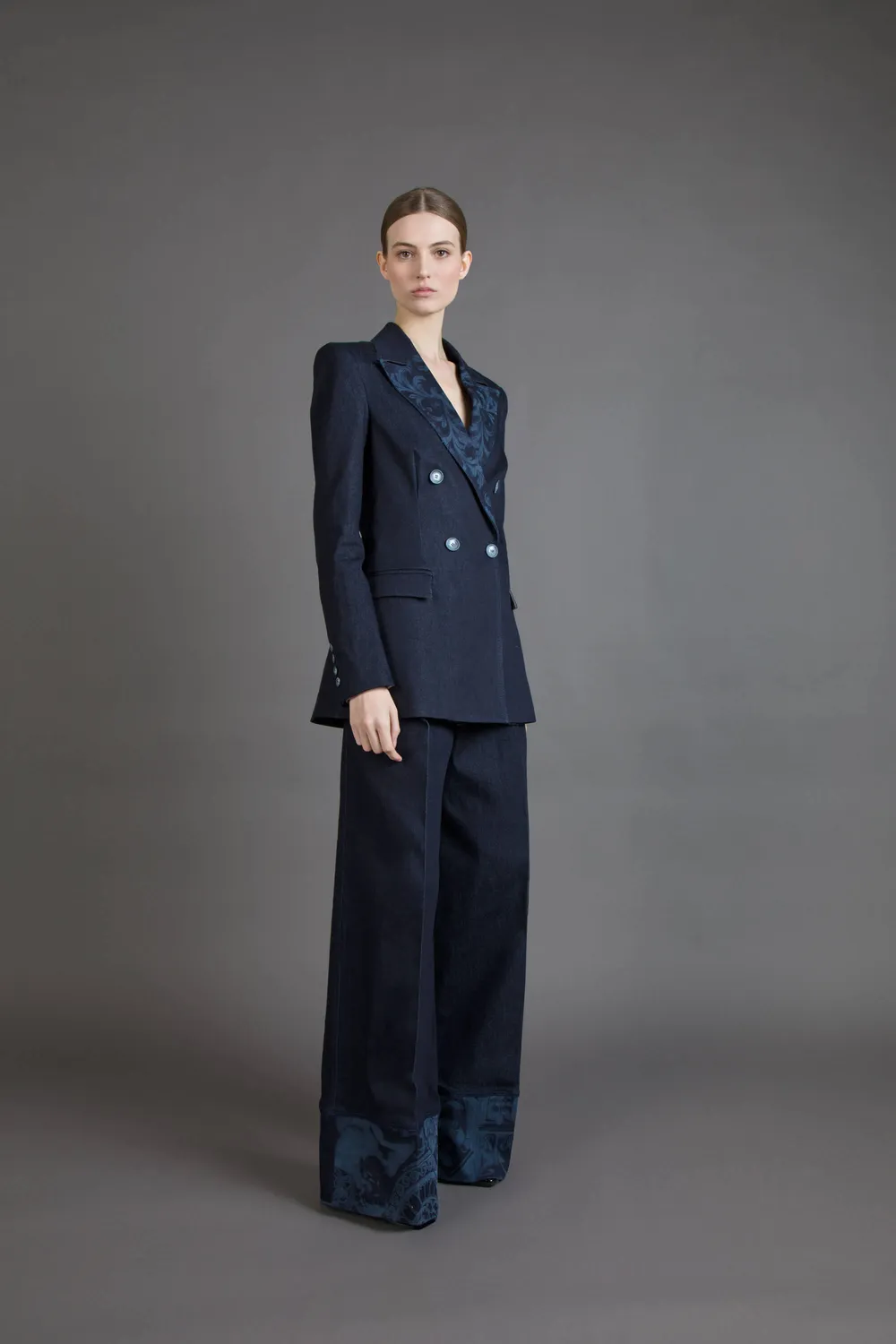 Gattinoni Over pantaloni denim dama cu imprimeu laser