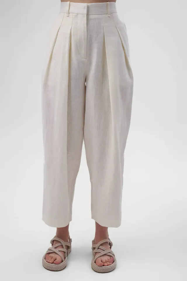 Dualitae MANON pantaloni dama in albi lungime 90 cm