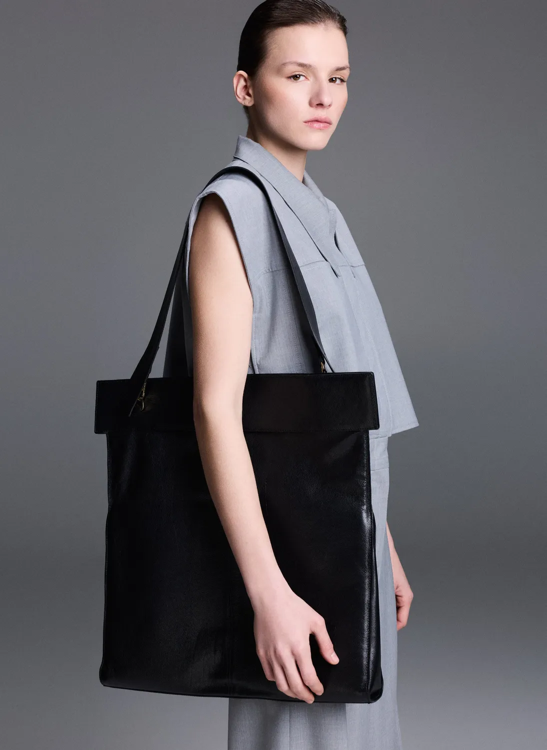Dualitae x Optimef Black Bag geanta piele neagra