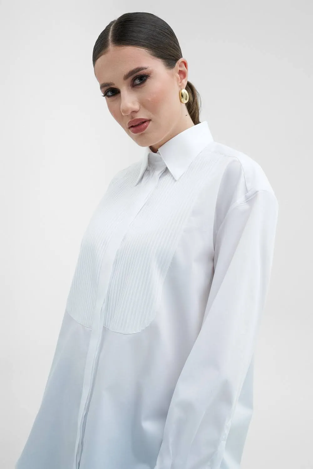 Dualitae Lucie Oversize camasa bej bumbac ceremonie
