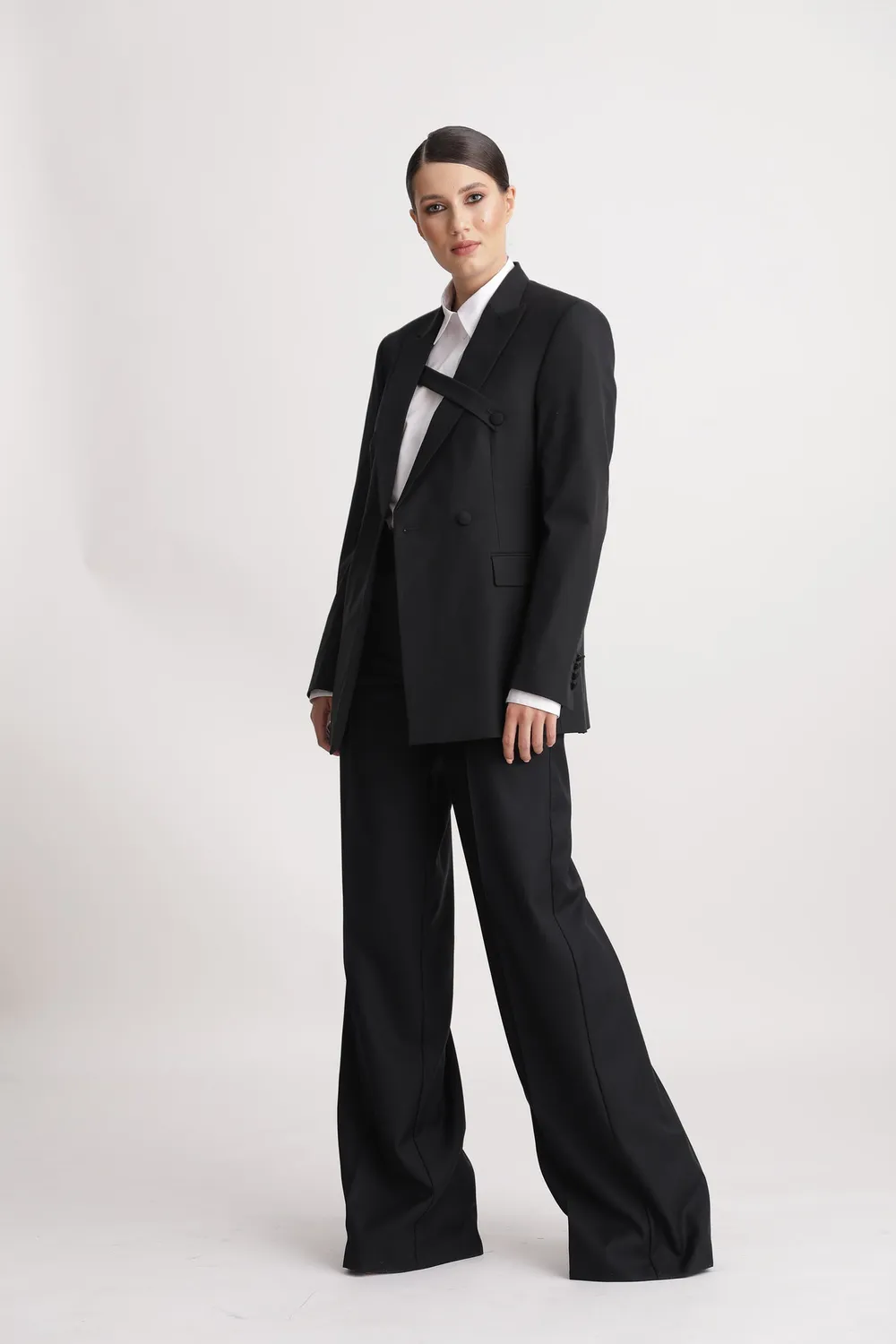 Dualitae Electra sacou negru oversized deux boutons