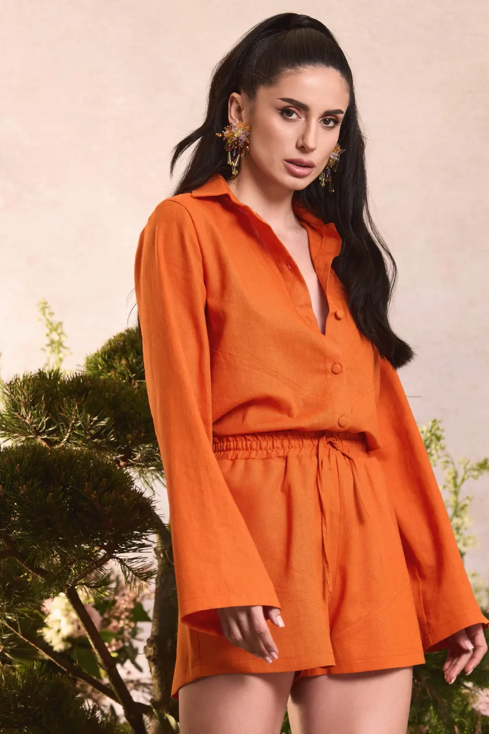 Grama Shop în cămașă orange lejeră