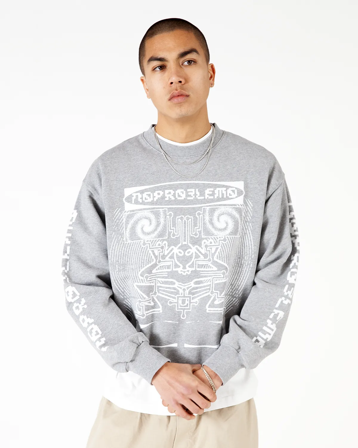 No Problemo Braniac hanorac gri melanj fleece