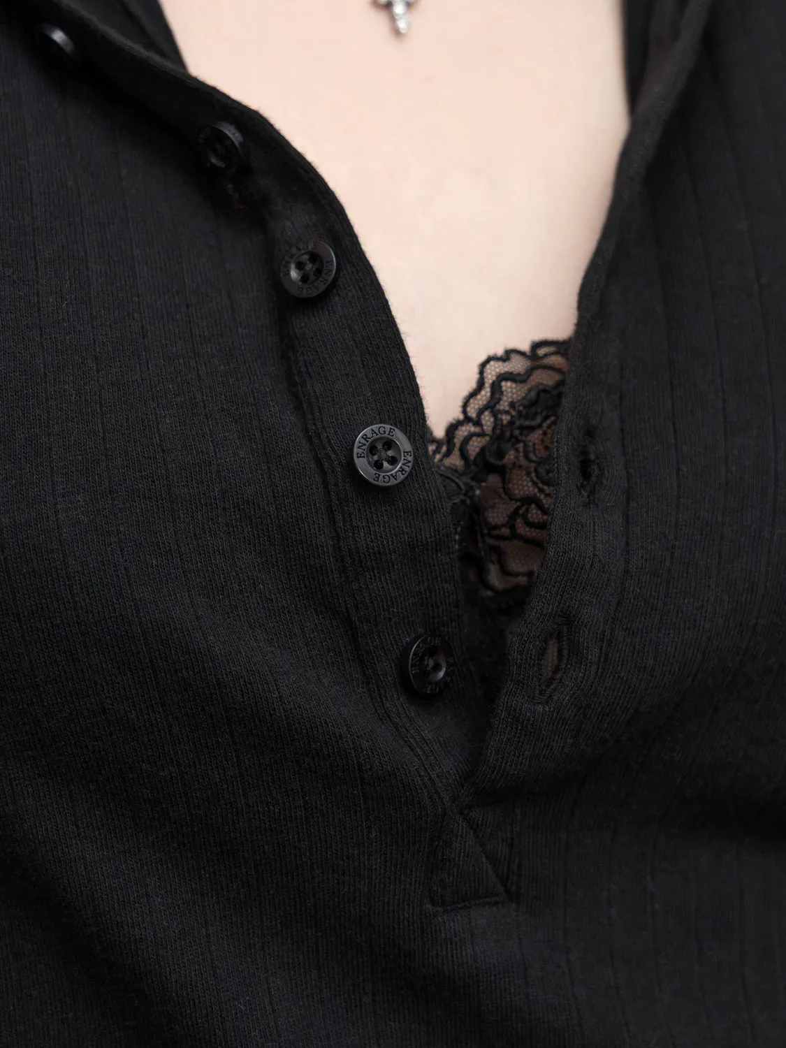 Enrage Henley Longsleeve bluza neagra bumbac