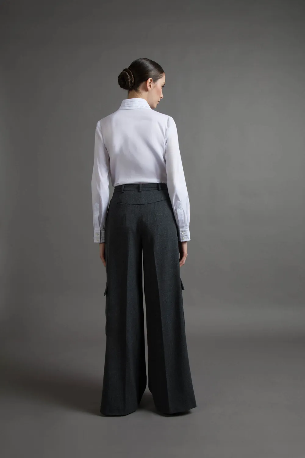 Gattinoni Over Cargo pantaloni flanela cu vascoza