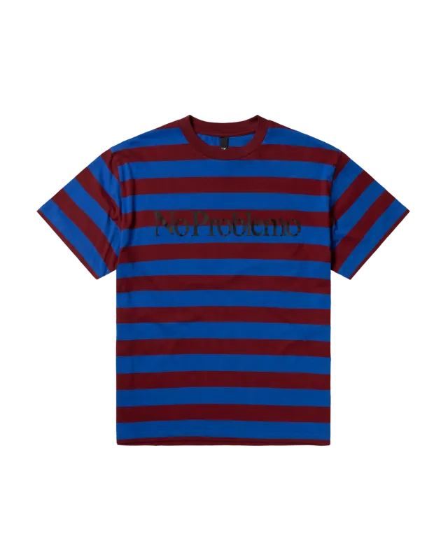 No Problemo Striped SS Tee tricou dungi burgundy bumbac