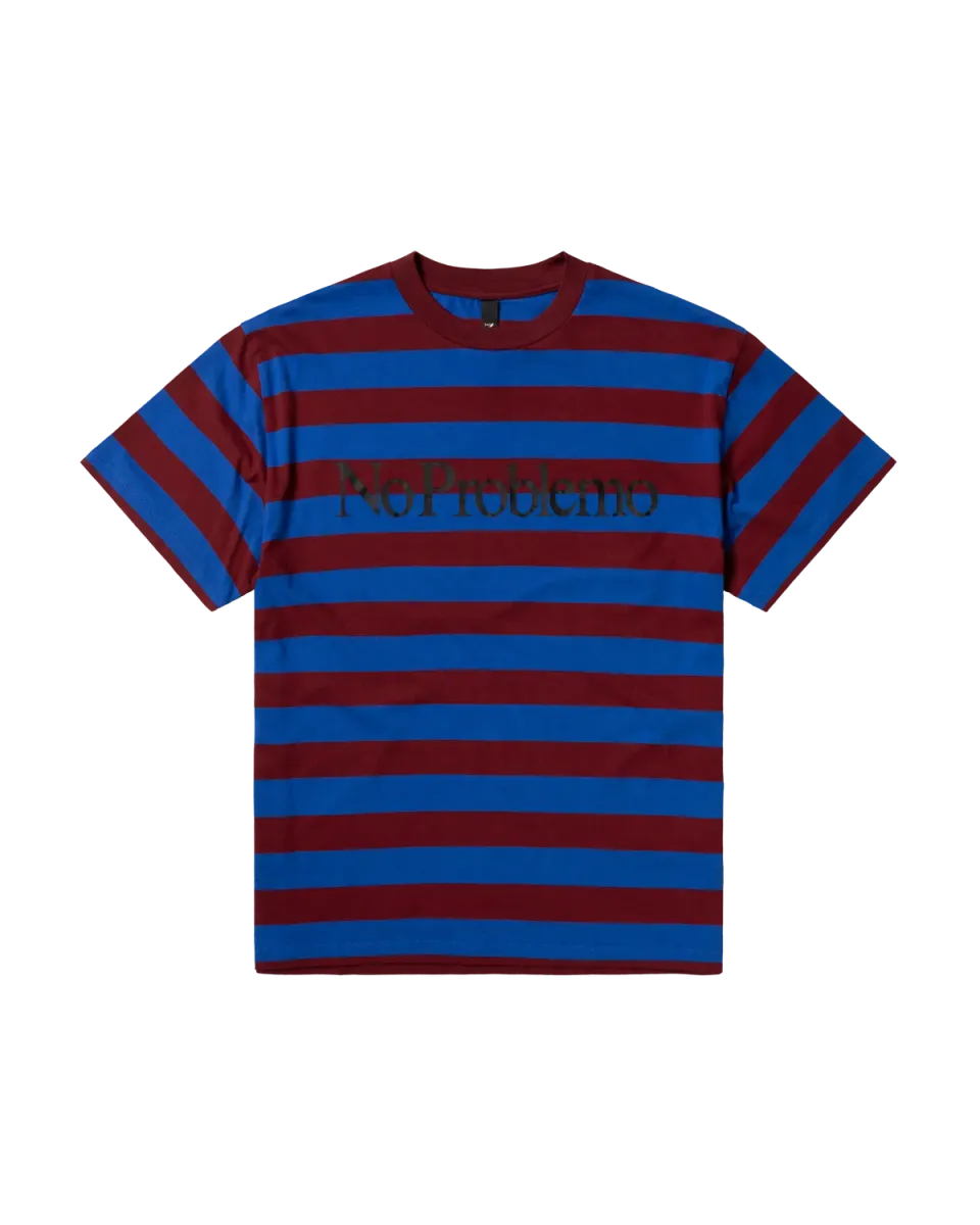 No Problemo Striped SS Tee tricou dungi burgundy bumbac