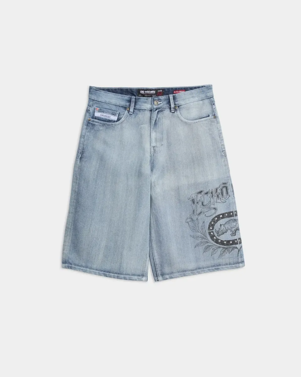 Ecko Red Denim Shorts pantaloni scurti baggy denim