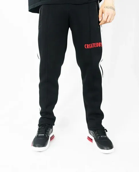 CREATEDBY Red Logo pantaloni trening rosii bumbac
