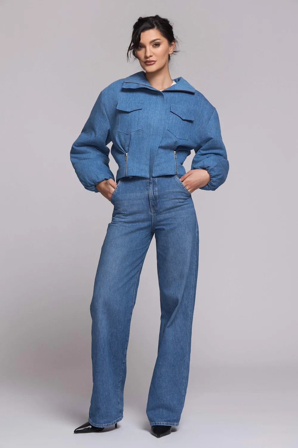 Grama Shop Bomber Denim jacheta bumbac organic