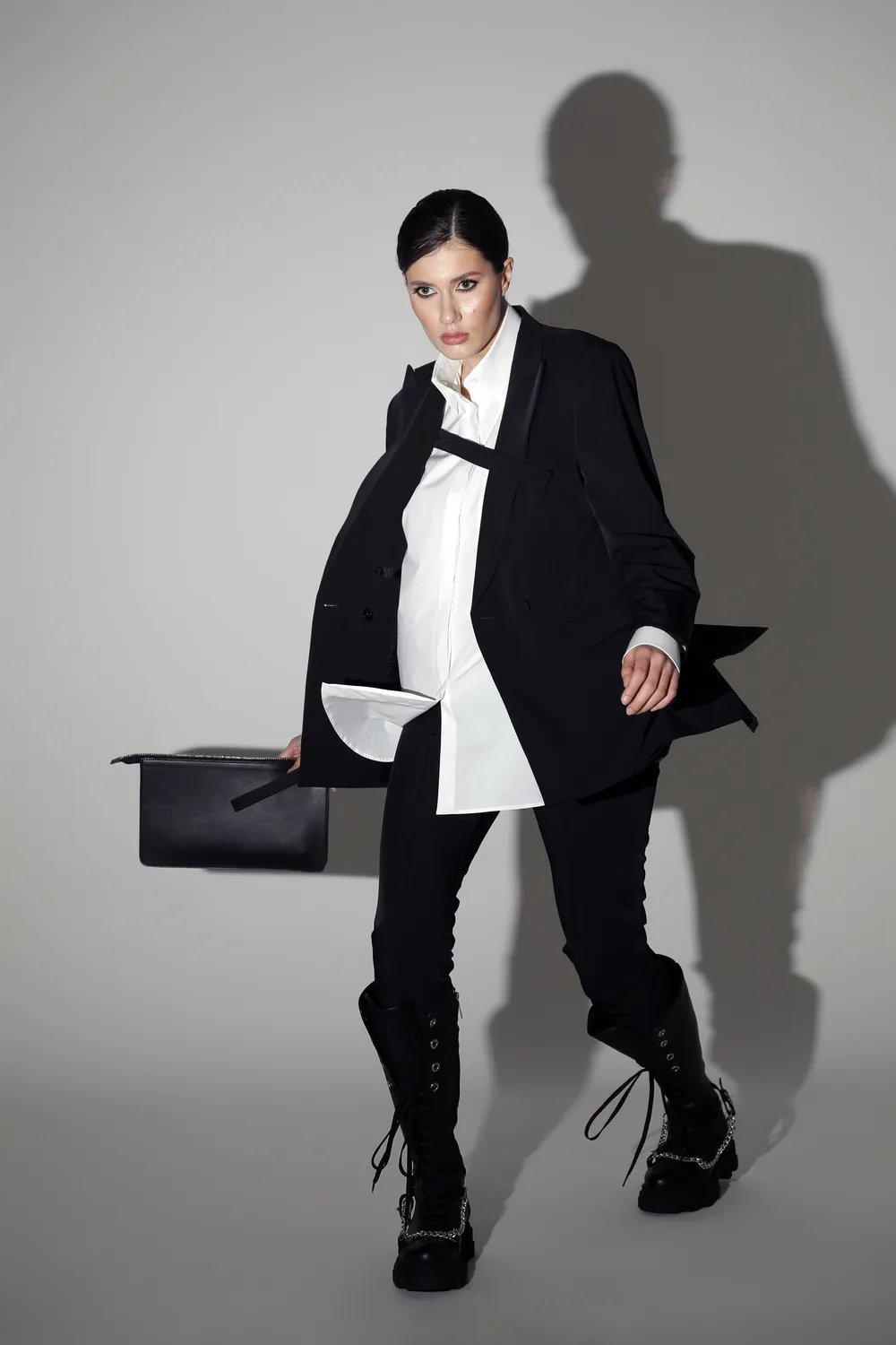 Dualitae Electra sacou negru oversized deux boutons