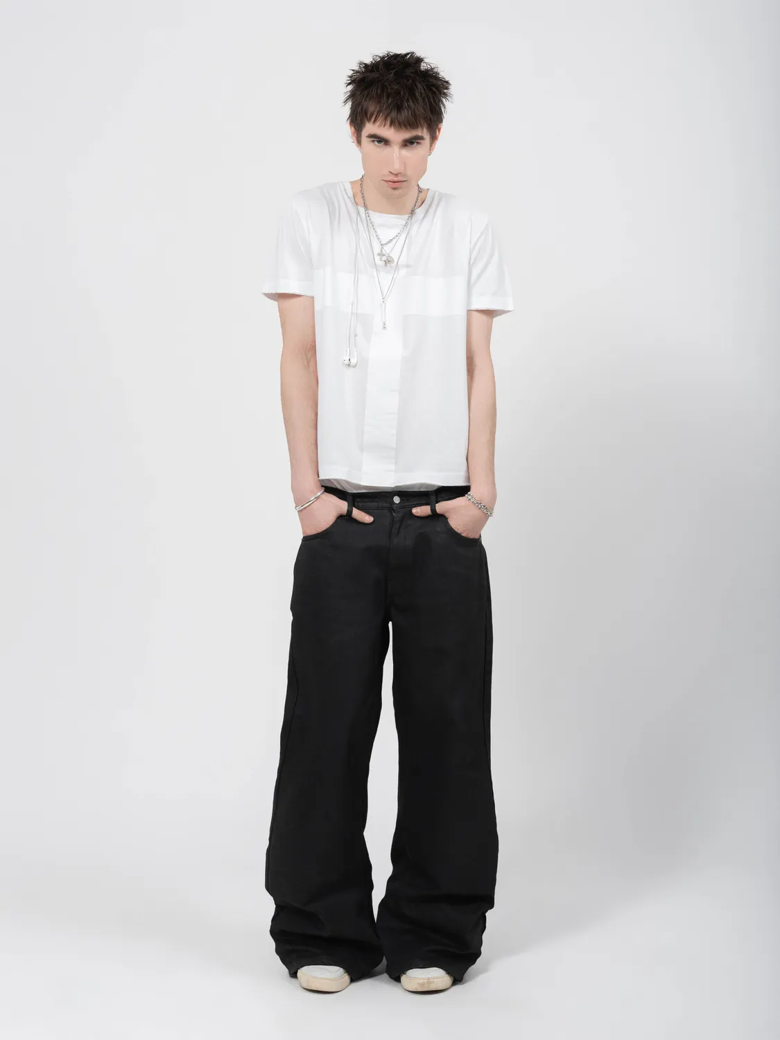 Enrage Round Neck Tee tricou alb bumbac bandă
